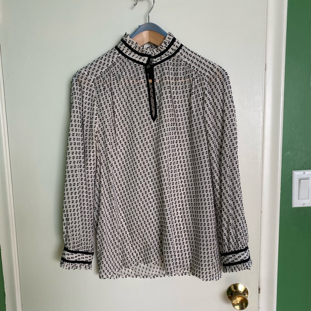 Jcrew 10 sheer high neck blouse